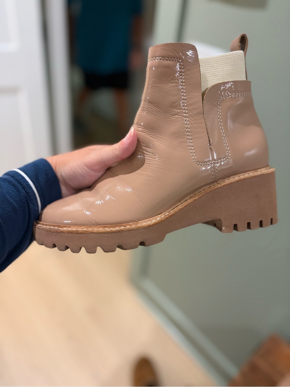Dolce Vita Nude Patent Chelsea Ankle Booties - Picture 2 of 3